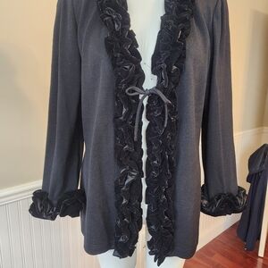 St. John Knits Black Knit And Velvet Jacket